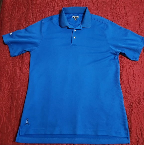 Ping Men's Large Performance Short Sleeve 100% Polyester Blue Golf Polo Shirt - Picture 1 of 5
